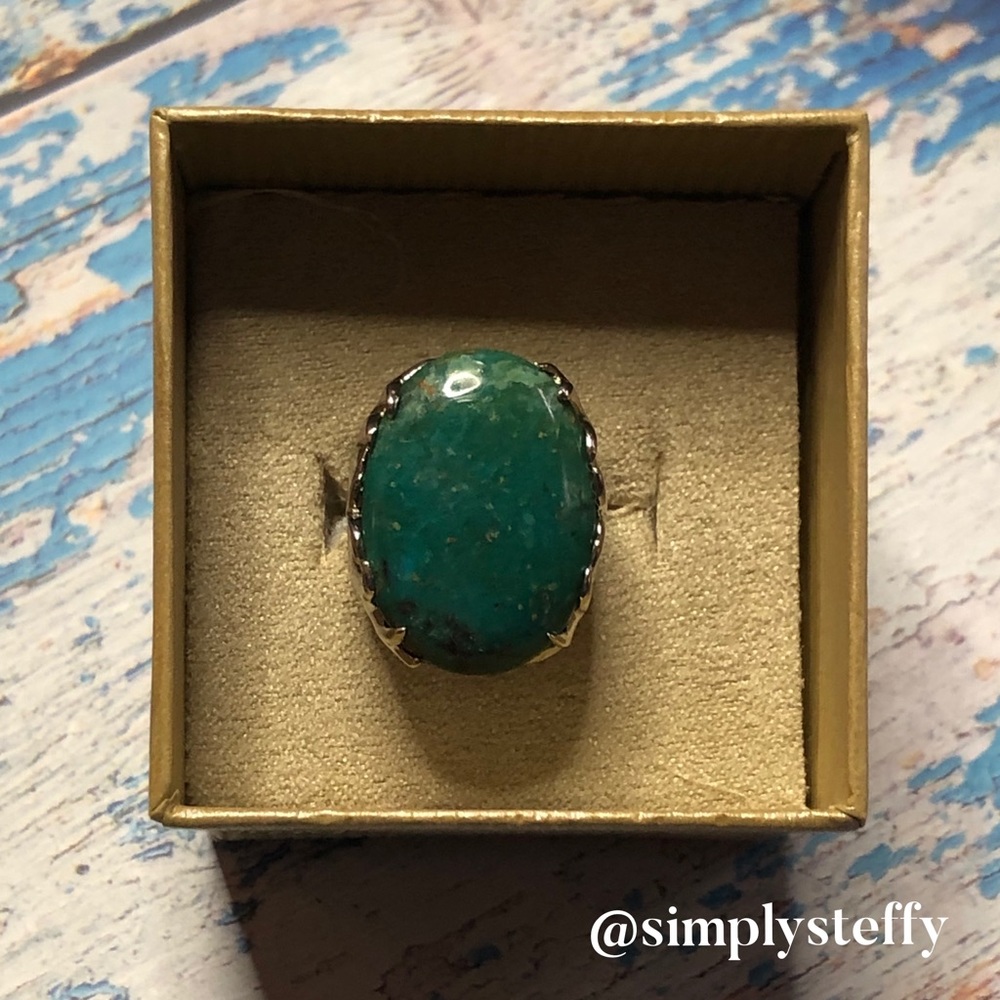 Beautiful Chrysocolla Ss Statement Ring Size 6 - image 1